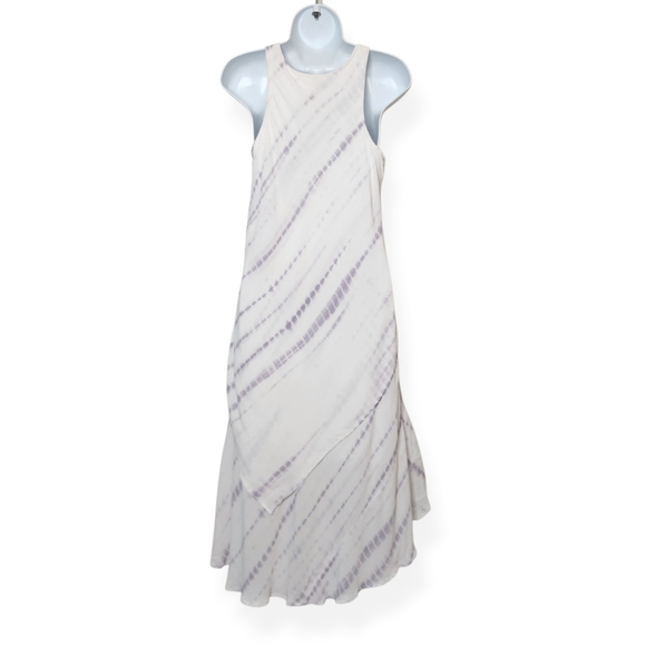 Sundance Womens Shibori Spirit White Gray Tie Dyed Asymmetrical Hem Dress Medium - Picture 4 of 9